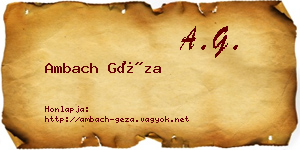 Ambach Géza névjegykártya